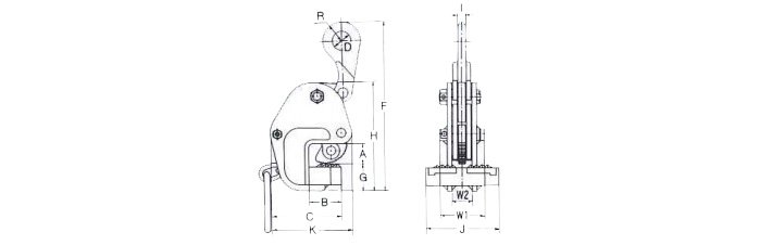 鷹牌GC型橫向起吊用夾鉗結(jié)構(gòu)尺寸圖片 鷹牌GC型橫向起吊用夾鉗結(jié)構(gòu)尺寸圖片