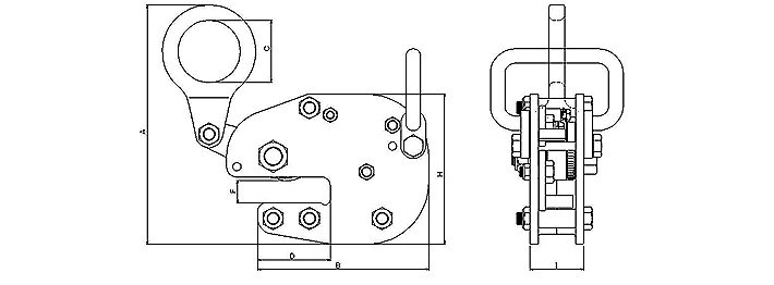 FL-H型三木無傷鋼板鉗結構尺寸圖片 FL-H型三木無傷鋼板鉗結構尺寸圖片