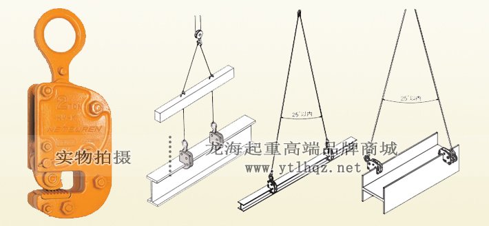 HV-K型三木鋼板鉗吊裝示意圖 HV-K型三木鋼板鉗吊裝示意圖