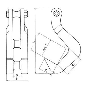 三木F-DL-O型鋼板吊鉤尺寸圖 三木F-DL-O型鋼板吊鉤尺寸圖